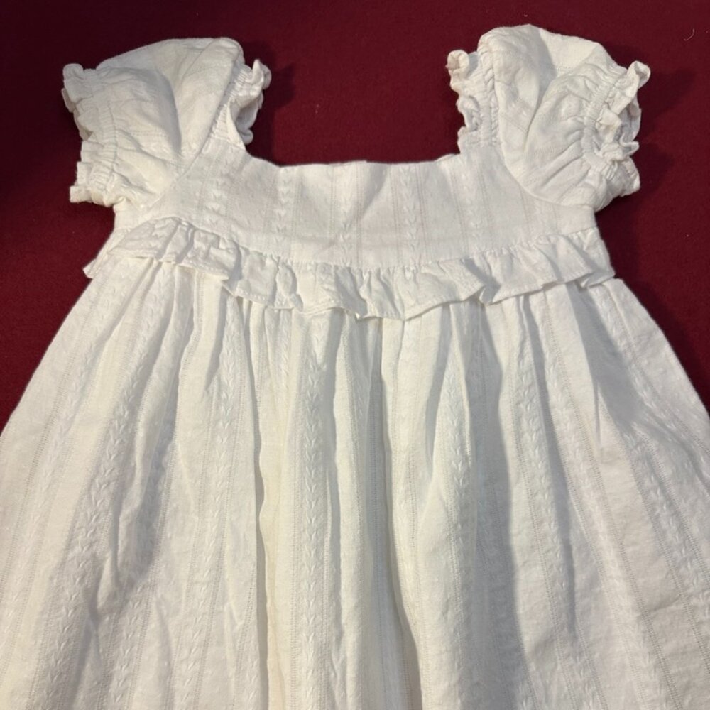 Janie and Jack Baby White Puff Sleeve Dress Lined Size 6-12 Months